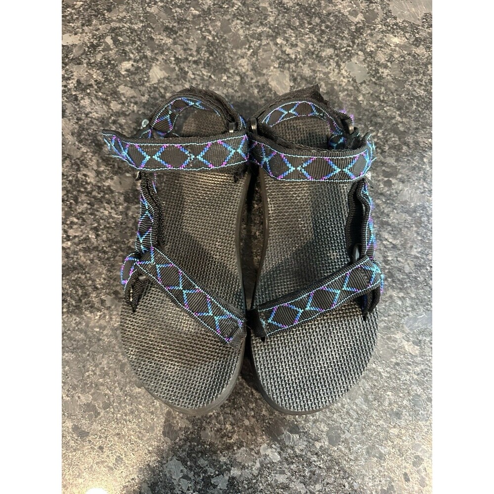 TEVA sandals fit 6.5-7.5 black blue design Hiking outdoor Comfort
